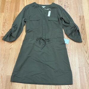 NWT Max Studio Olive Green Shirt Dress Nordstrom Size Medium New